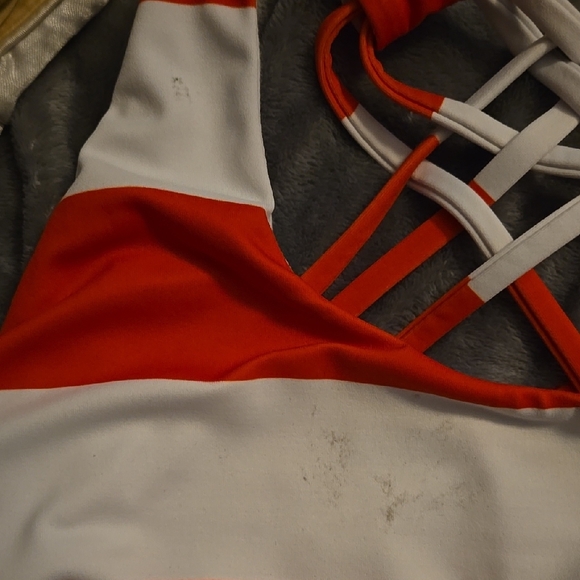 Women's Red and White Swim Top - Picture 2 of 3